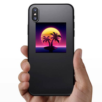 1980s Futuristic Palm Tree Island Sticker