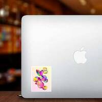 Colorful Iridescent Shapes Sticker on a Laptop example