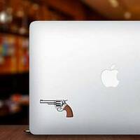 Revolver Handgun Sticker on a Laptop example