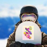 Colorful Iridescent Shapes Sticker on a Snowboard example