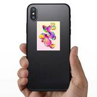 Colorful Iridescent Shapes Sticker on a Phone example