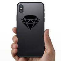 Diamond Icon Silhouette Sticker on a Phone example