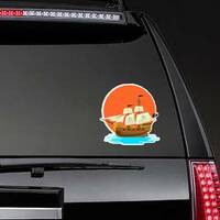 Pirate Ship at Sunset Sticker on a Rear Car Window example