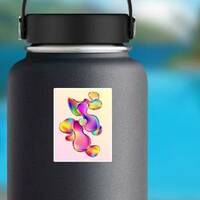 Colorful Iridescent Shapes Sticker on a Water Bottle example