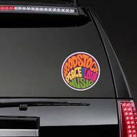 Woodstock Hippie Circle Sticker on a Rear Car Window example