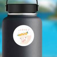 Cute Kit In Love Sticker on a Water Bottle example