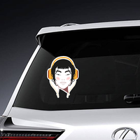 Asian Beauty with Big Headphones Sticker