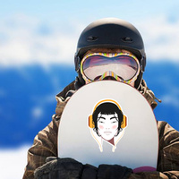 Asian Beauty with Big Headphones Sticker