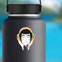 Asian Beauty with Big Headphones Sticker