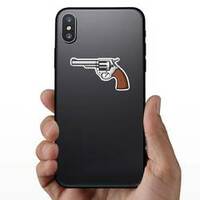 Revolver Handgun Sticker on a Phone example