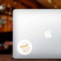 Cute Kit In Love Sticker on a Laptop example