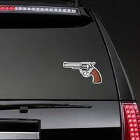 Revolver Handgun Sticker on a Rear Car Window example