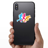 Colorful Silhouettes Of Runners Sticker