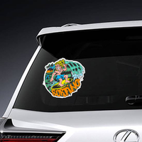 Comic Book Style Surfing Sticker