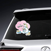 Cute Cartoon Unicorn With A Book, I Love Books Sticker