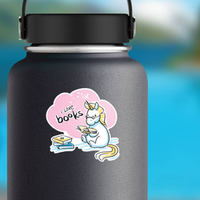 Cute Cartoon Unicorn With A Book, I Love Books Sticker