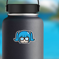 Cute Geek Gamer Girl Blue Sticker