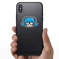 Cute Geek Gamer Girl Blue Sticker
