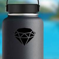 Diamond Icon Silhouette Sticker on a Water Bottle example