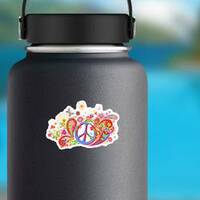 Psychedelic Paisley Hippie Sticker on a Water Bottle example