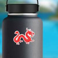 Chinese Red Dragon Sticker on a Water Bottle example