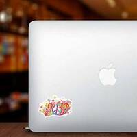 Psychedelic Paisley Hippie Sticker on a Laptop example