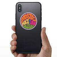 Woodstock Hippie Circle Sticker on a Phone example