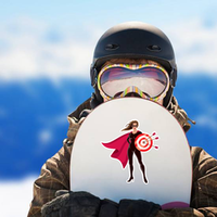 Female Superhero Holding Target Sticker