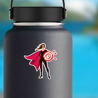 Female Superhero Holding Target Sticker
