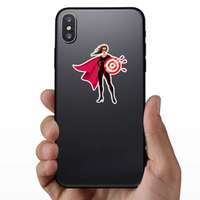 Female Superhero Holding Target Sticker
