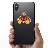 Floating Female Superhero Sitting In Lotus Position Sticker