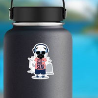 Little Rock Star Pug Dog Drummer Sticker