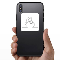 Mother and Child Continuous Line Art Sticker