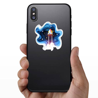 Paper Cut Space Shuttle Launching Sticker