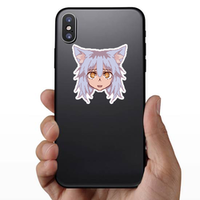 Pixel Art Anime Kawaii Cat Girl Face Sticker