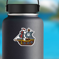 Pixel Art Cartoon Pirate Ship Sticker