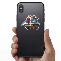 Pixel Art Cartoon Pirate Ship Sticker