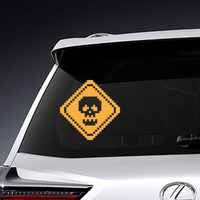 Pixel Art Yellow Road Sign With Skull Sticker