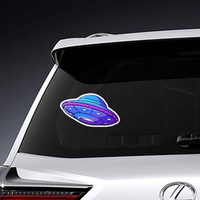 Purple Alien UFO Sticker
