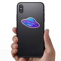 Purple Alien UFO Sticker