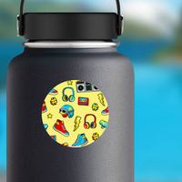 Seamless Pattern With Skateboard Sticker