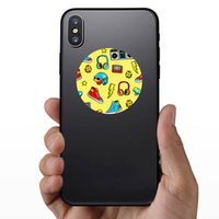 Seamless Pattern With Skateboard Sticker