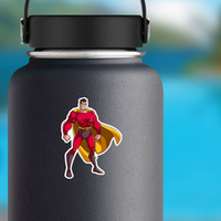 Smiling Superhero Standing Tall Sticker