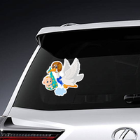 Stork with Baby Cartoon Sticker