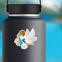 Stork with Baby Cartoon Sticker