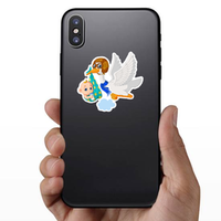 Stork with Baby Cartoon Sticker