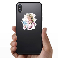 Stylish Blonde Hair Girl Reading A Book Sticker