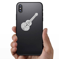 Zentangle Style Hippie Guitar Sticker