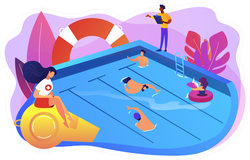 Tiny Adult People Swimming In The Pool Sticker
