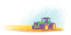 Tractor In Field Colorful Illustration Sticker